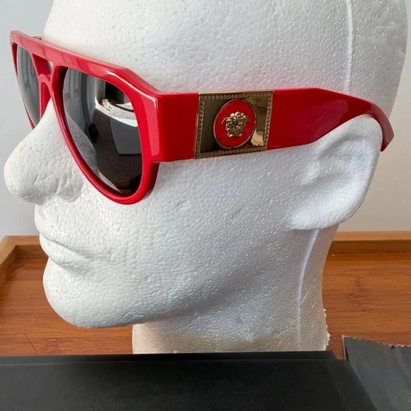 Versace Sunglasses VE 4401 Pilot Medusa Stud Red/Gold Medusa Medallion Luxury - Picture 11 of 14